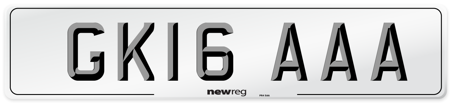GK16 AAA Number Plate from New Reg